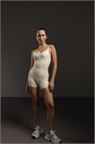 Комбинезон в рубчик на тонких бретелях с шортами L100188